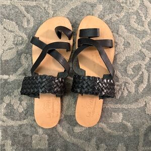 La Perla Black Leather Sandals